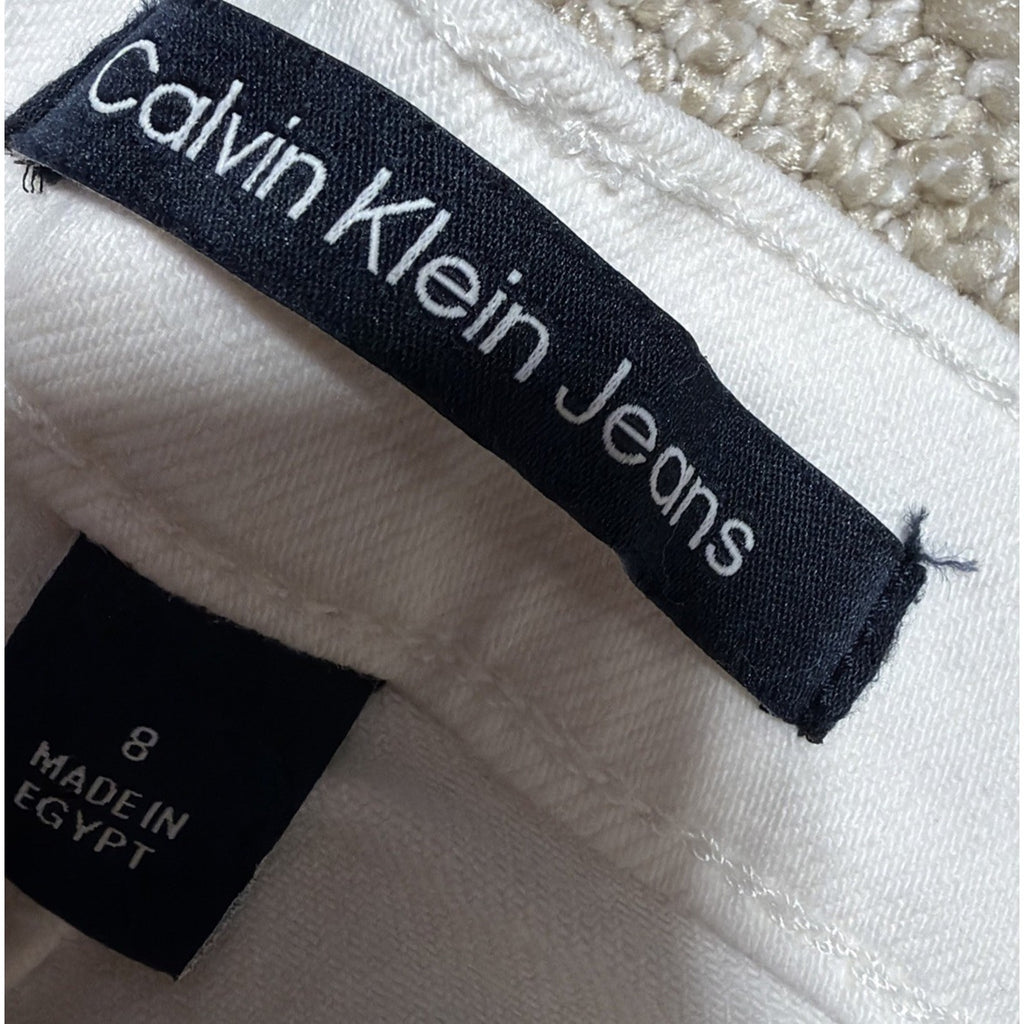Womens CALVIN KLEIN White Denim Bermuda Shorts Size 8