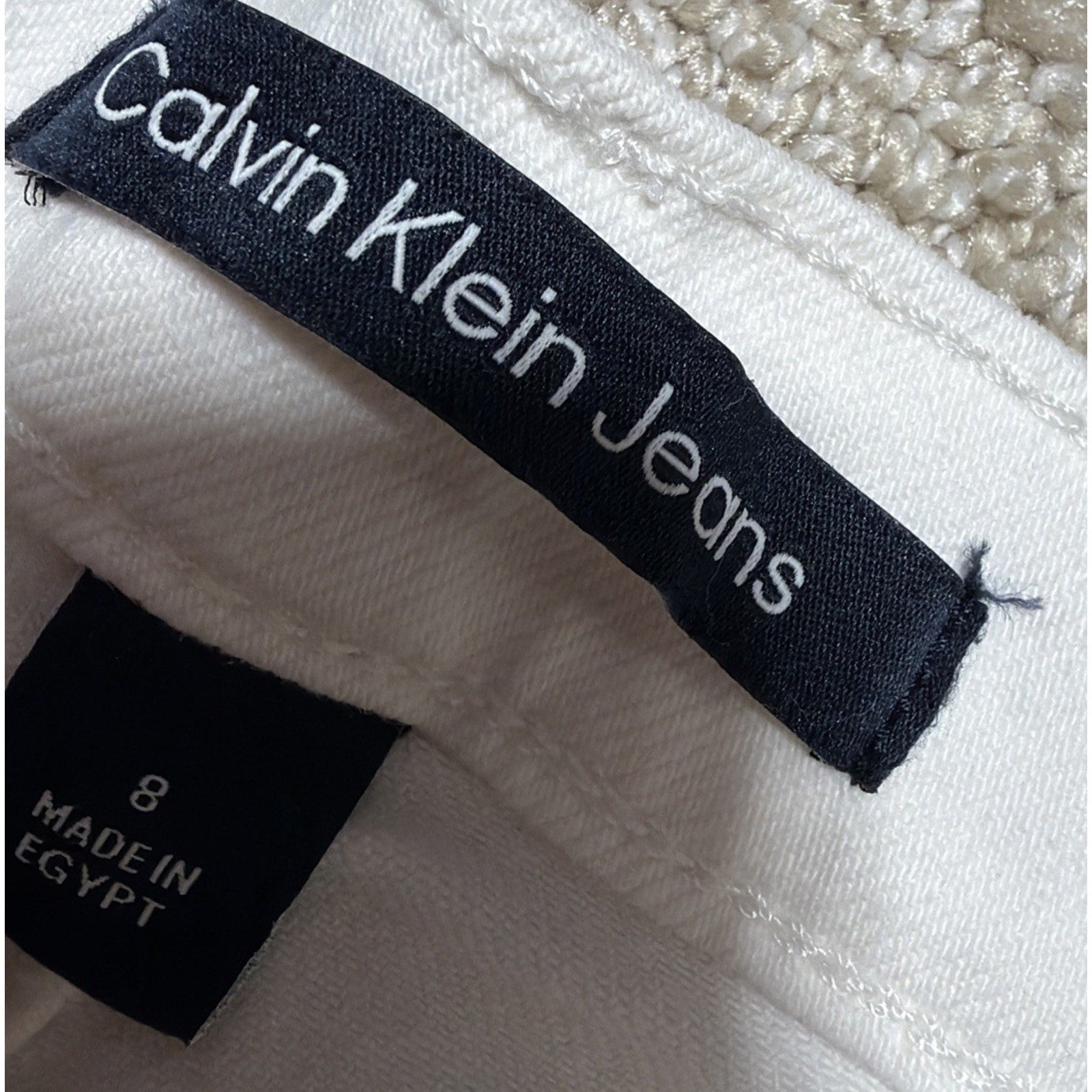 Womens CALVIN KLEIN White Denim Bermuda Shorts Size 8