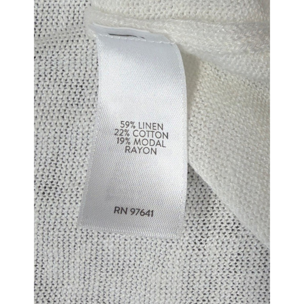 J. Jill Linen Women's White Open Front Knit Cardigan Size 2X Minimalist Casual