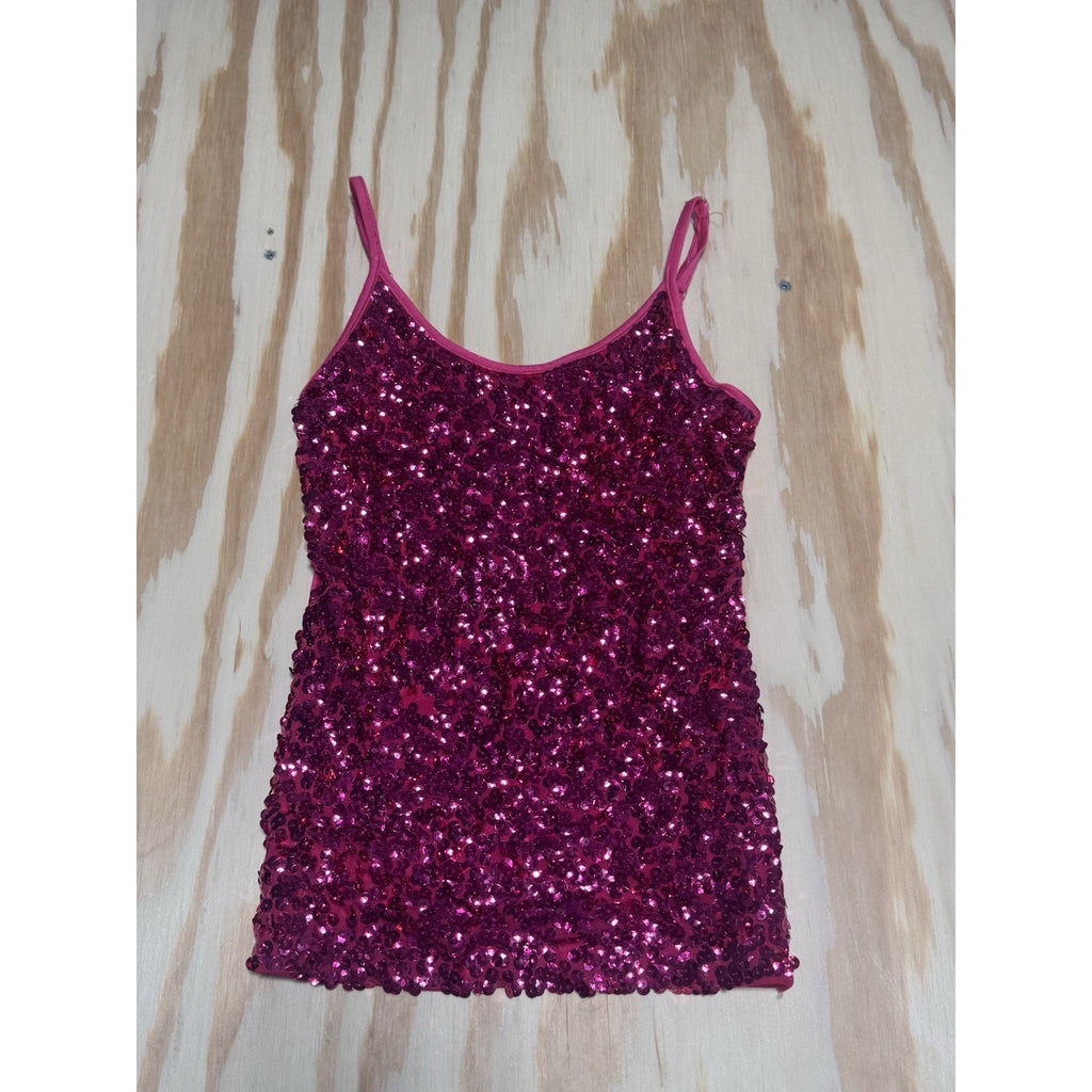 Alexandra Collections Girl's Hot Pink Sequined Tank Top Dance Formal Dress Up YL