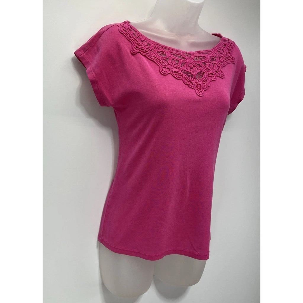 Talbots Embroidered Drop Shoulder Short Sleeve Tee Size Small Petite