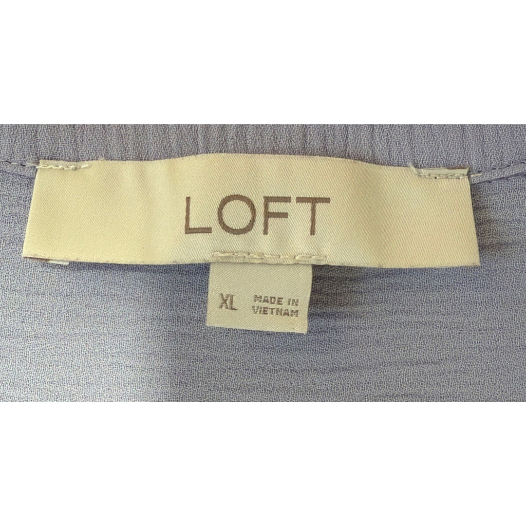 Loft Women XL Lavender Ruffled Preppy Button Down Long Sleeve Blouse