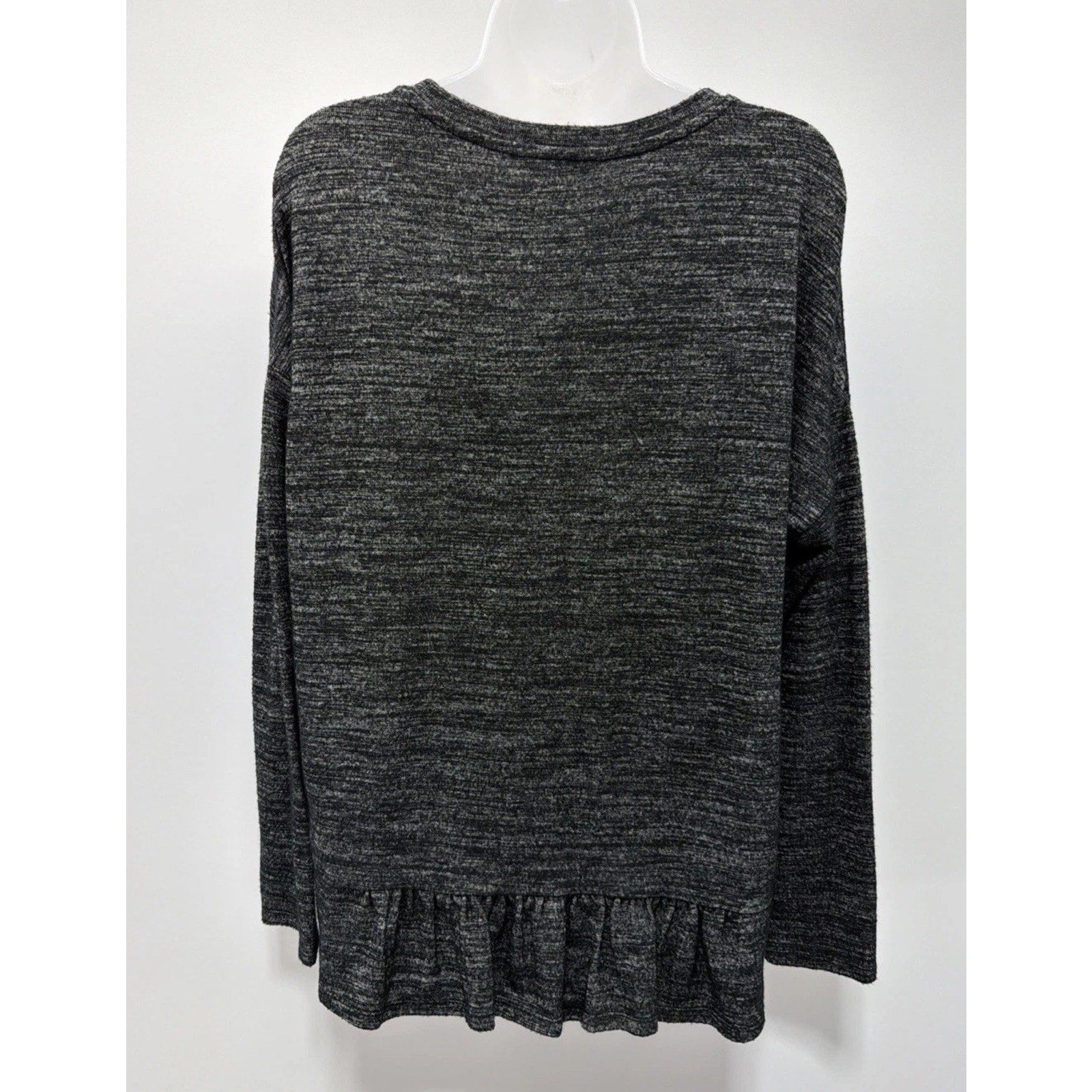 Banana Republic Sweater Large Women's Gray/Black Variegated Soft Knit Peplum