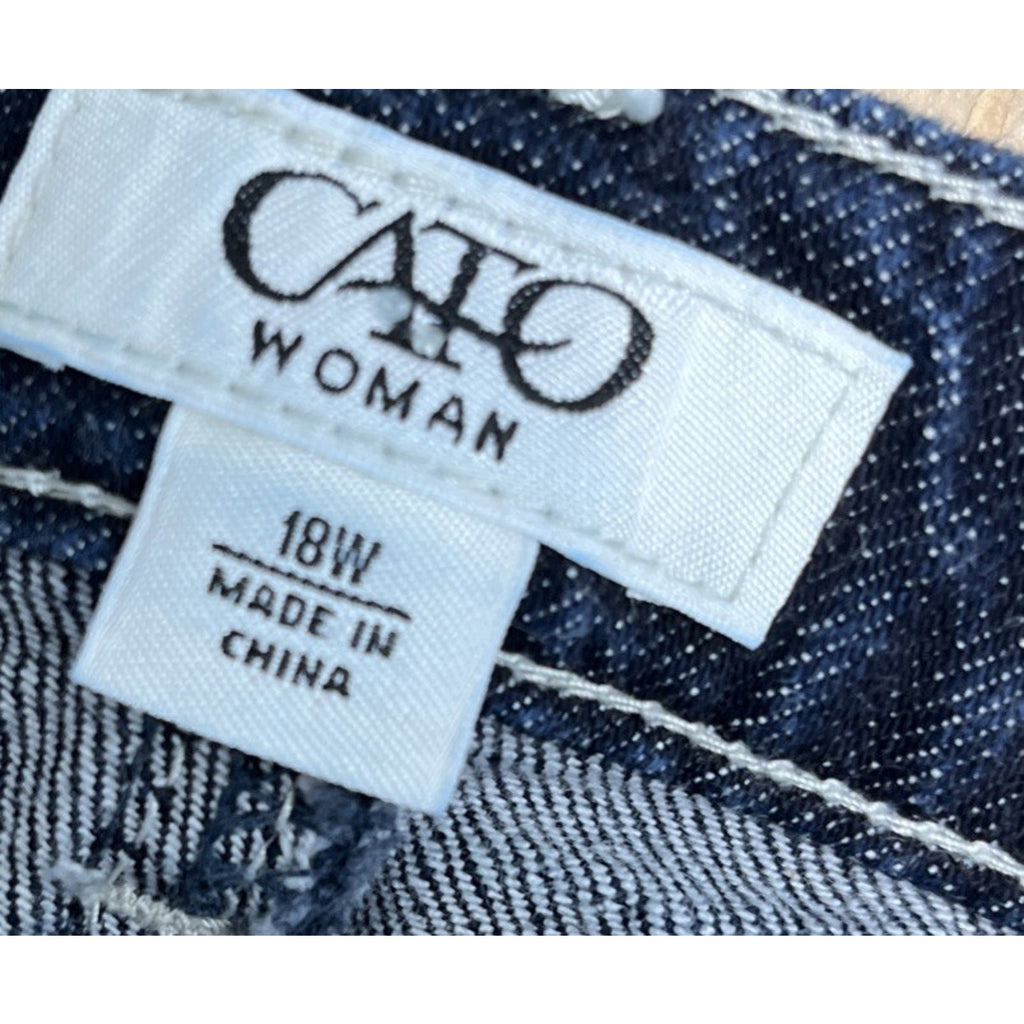 CATO Blue Women's 18W Flap Embroidered/Pockets Jeans.