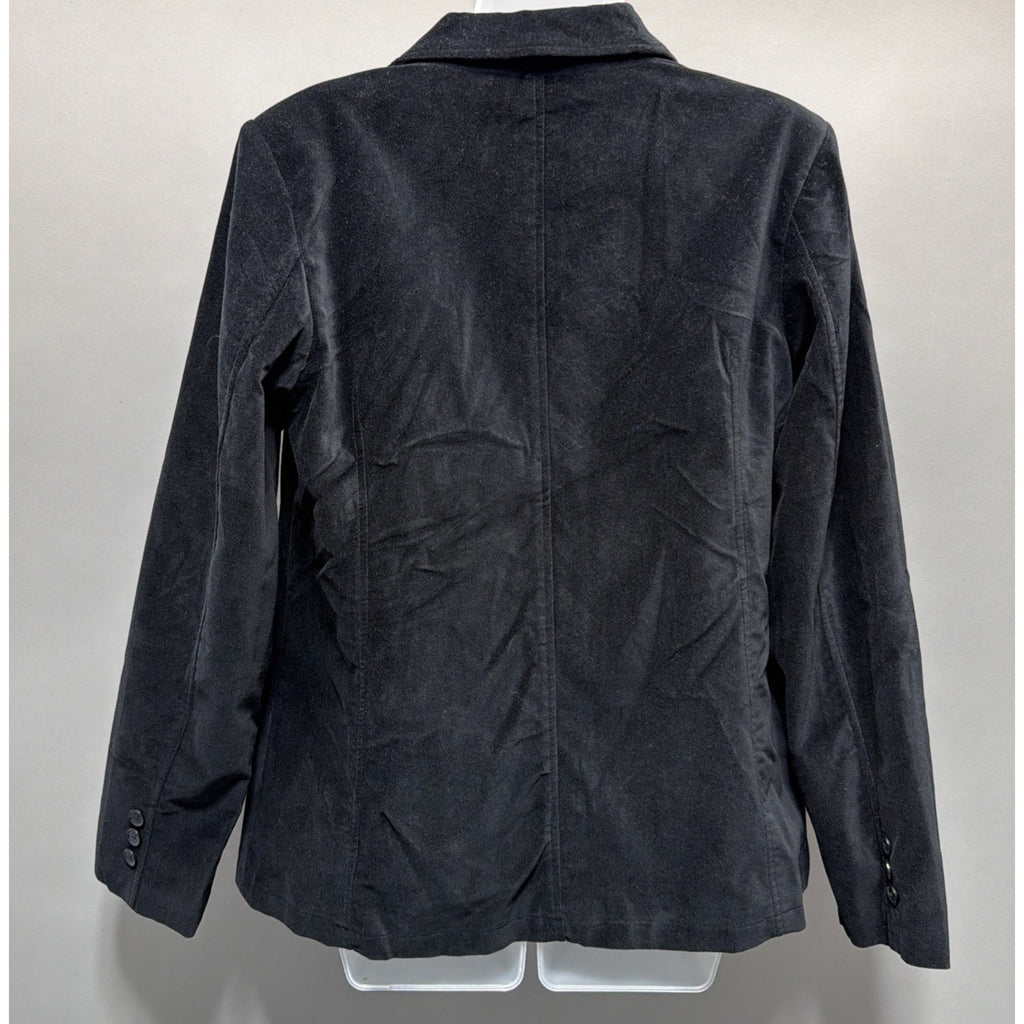 DENIM & CO WOMEN'S Medium Velveteen Blazer Jacket Black Career New