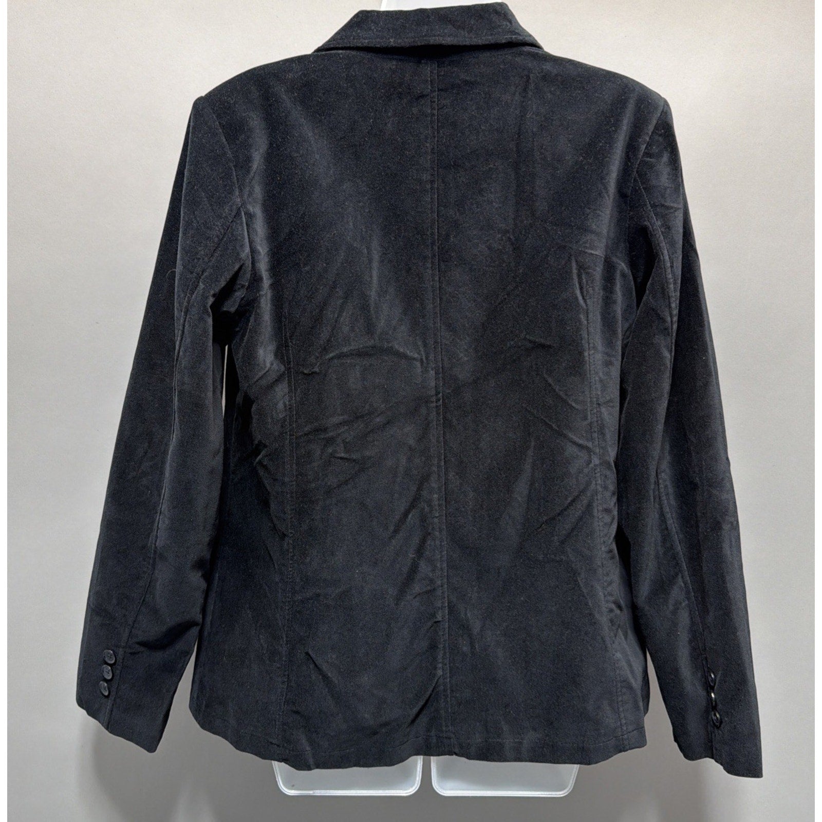 DENIM & CO WOMEN'S Medium Velveteen Blazer Jacket Black Career New