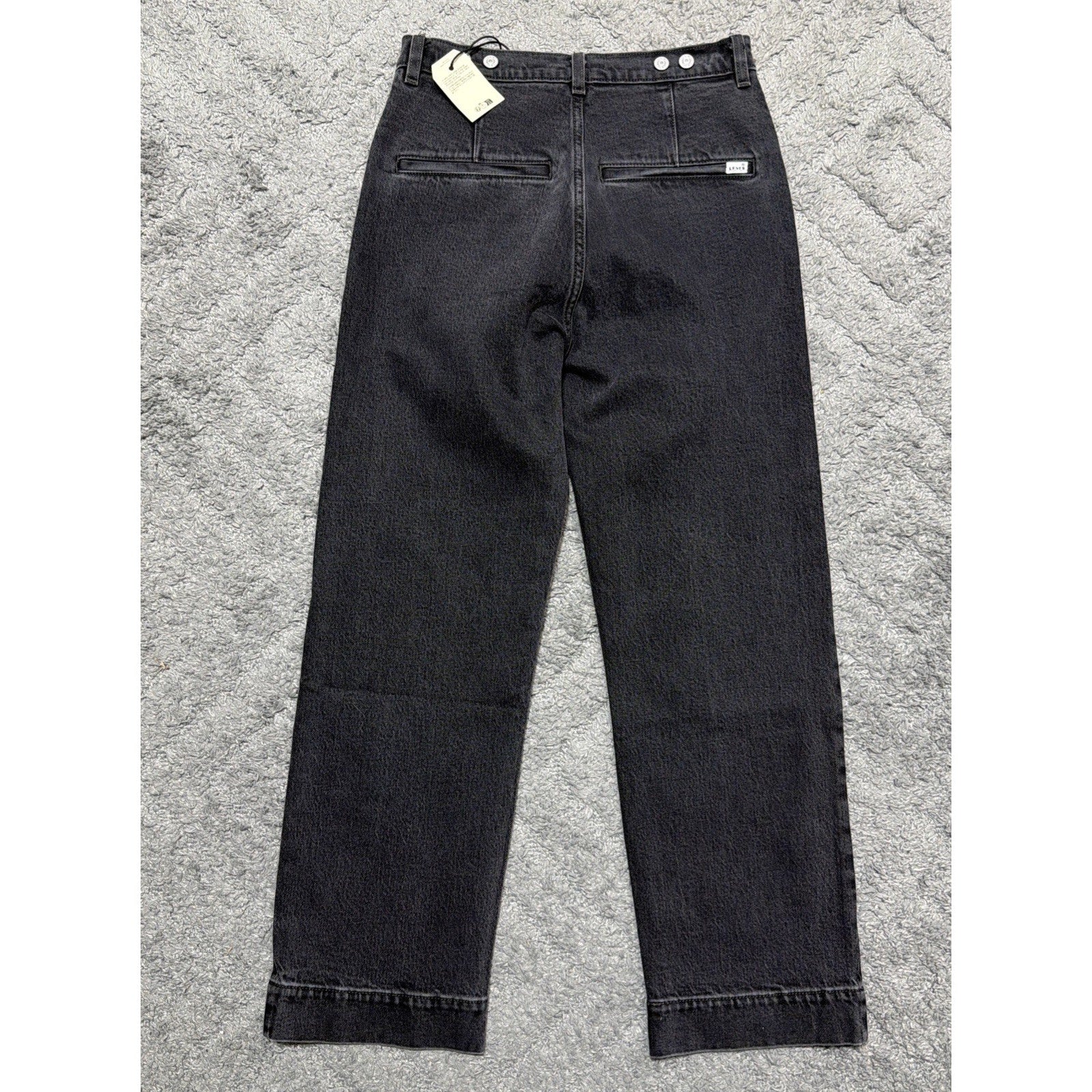 Levis Jeans Womens 26 Black Ribcage Straight Ankle Button Fly Stretch Denim NWT