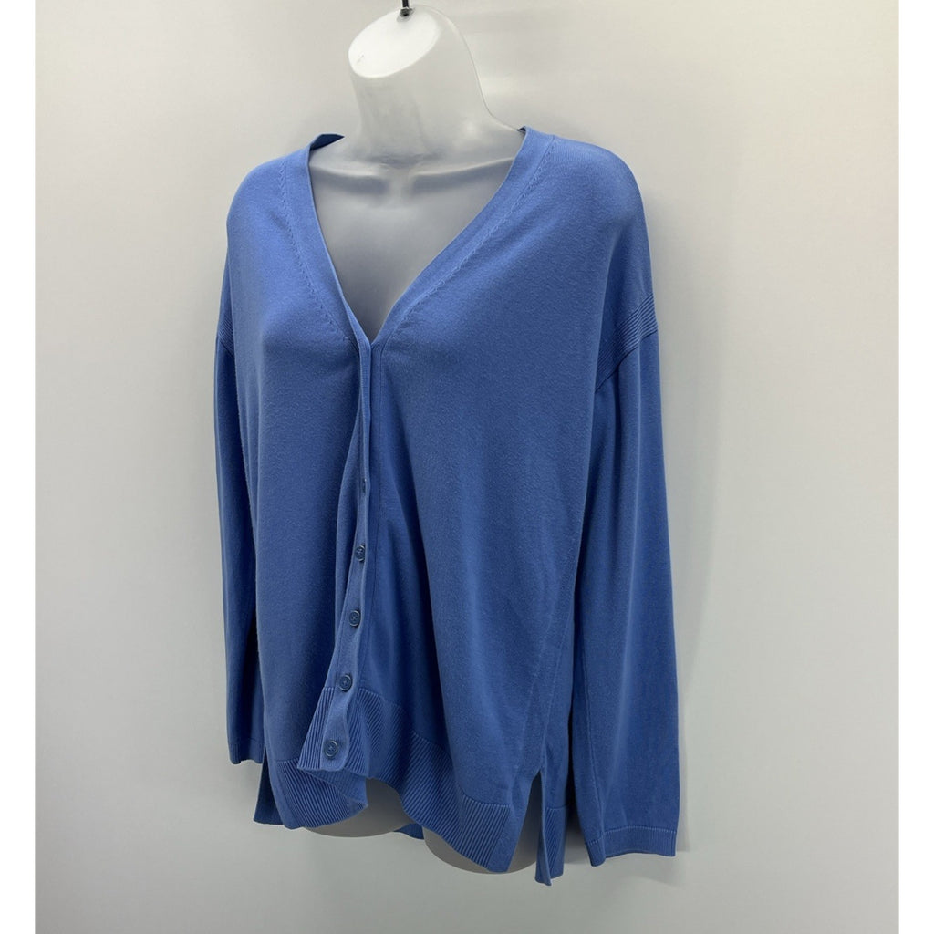 Talbots Button down Cardigan Womens M 3/4 Periwinkle Sleeve V Neckline