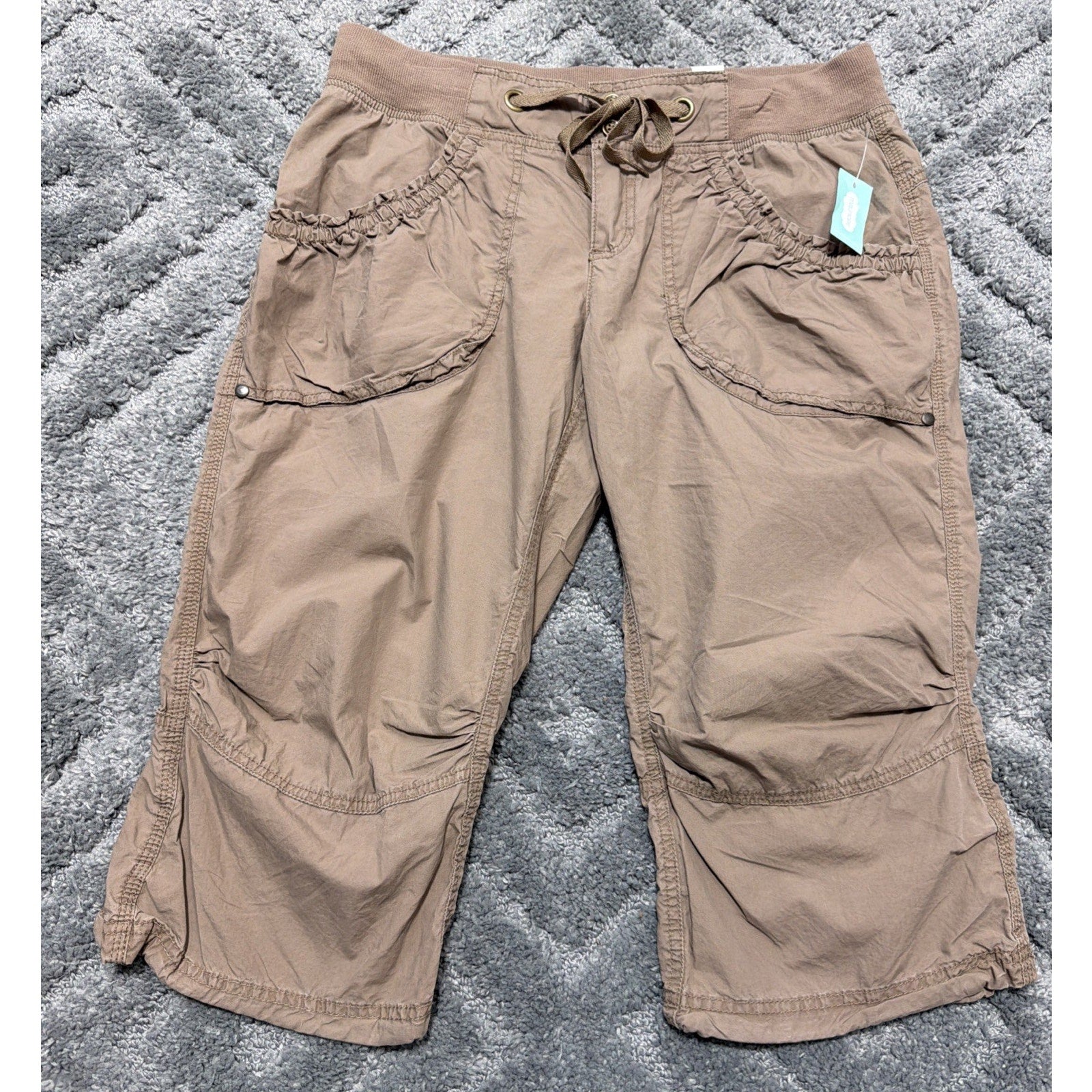 New Womens MAURICES Brown Side Gathering Pocket Detail Capri Size 11/12