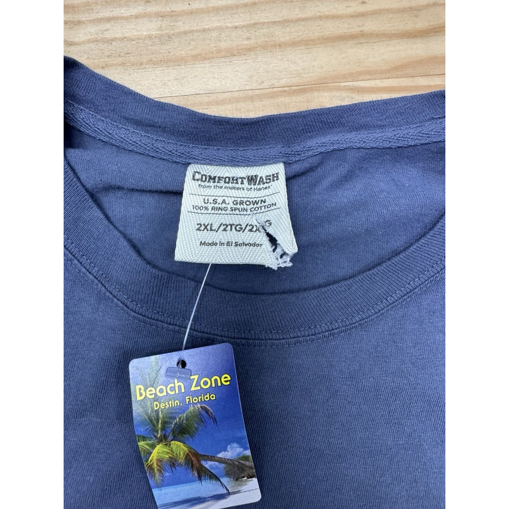 Living In Salty Paradise Destin, FL Beach Zone T-Shirt Size 2XL Blue NWT