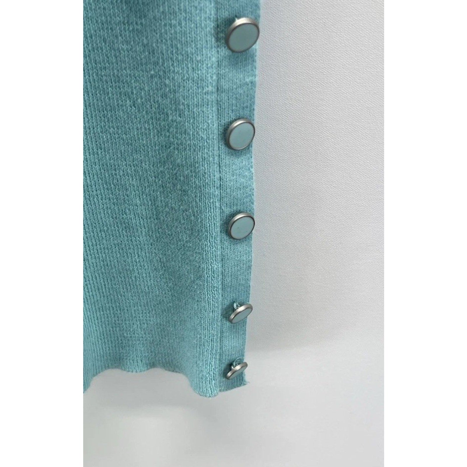 Talbots Sweater Blue Cotton Pearl Buttons Preppy Size Medium