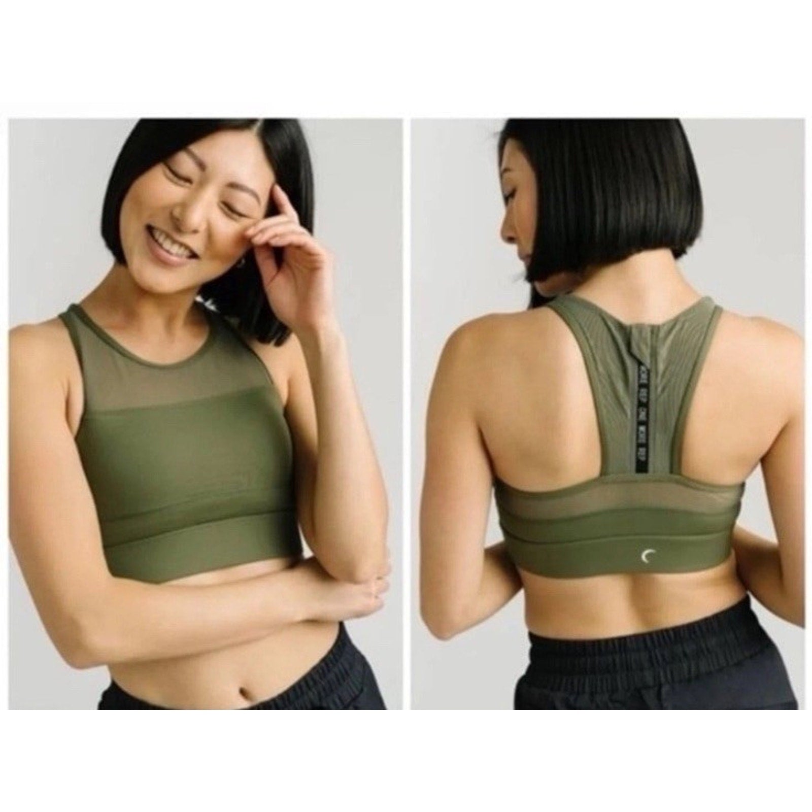 ZYIA Active Women's High Neck Zip Back All Star Sports Bra Green Size Small