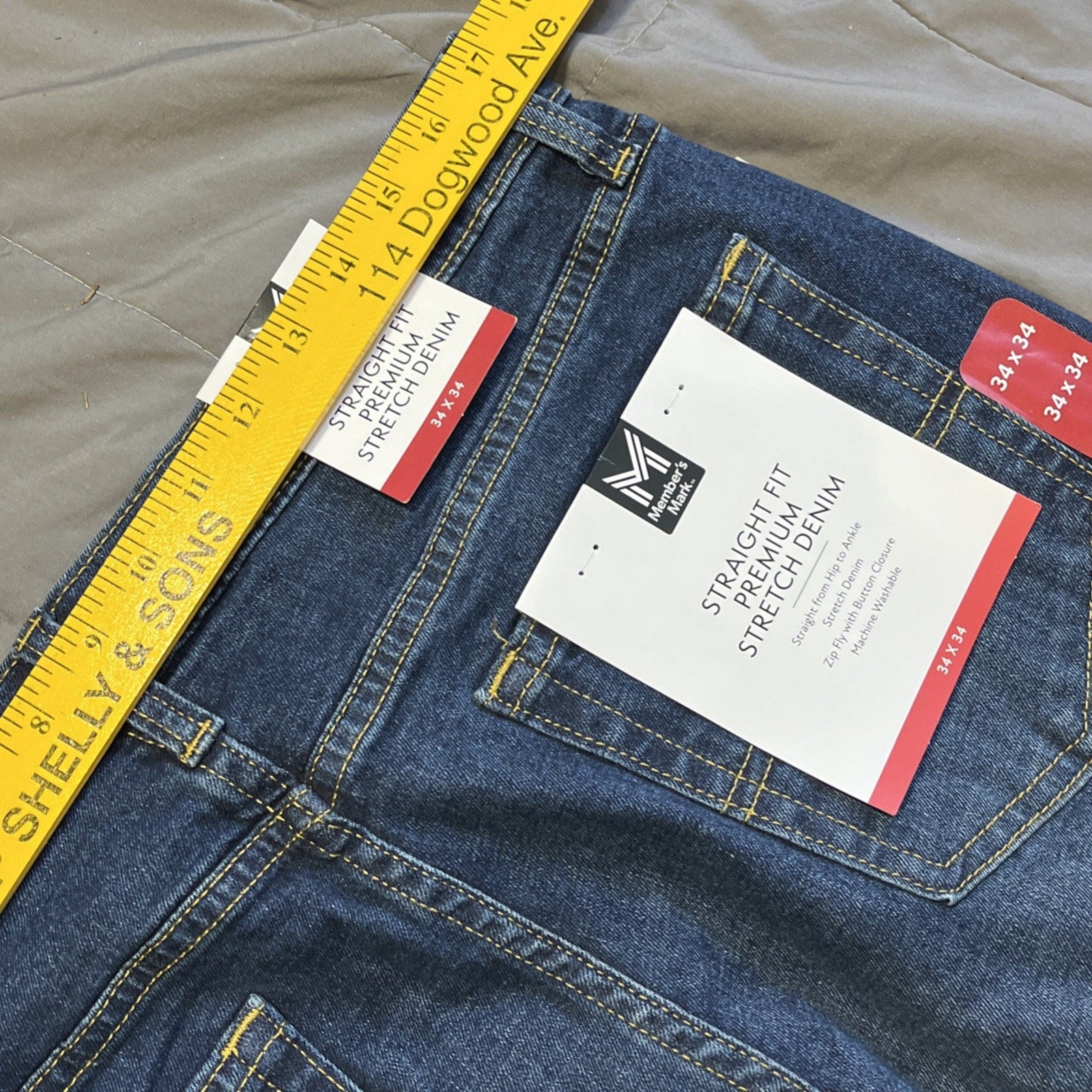 NWT Member's Mark Men's Straight Fit Premium Stretch Denim Jeans, 34x34