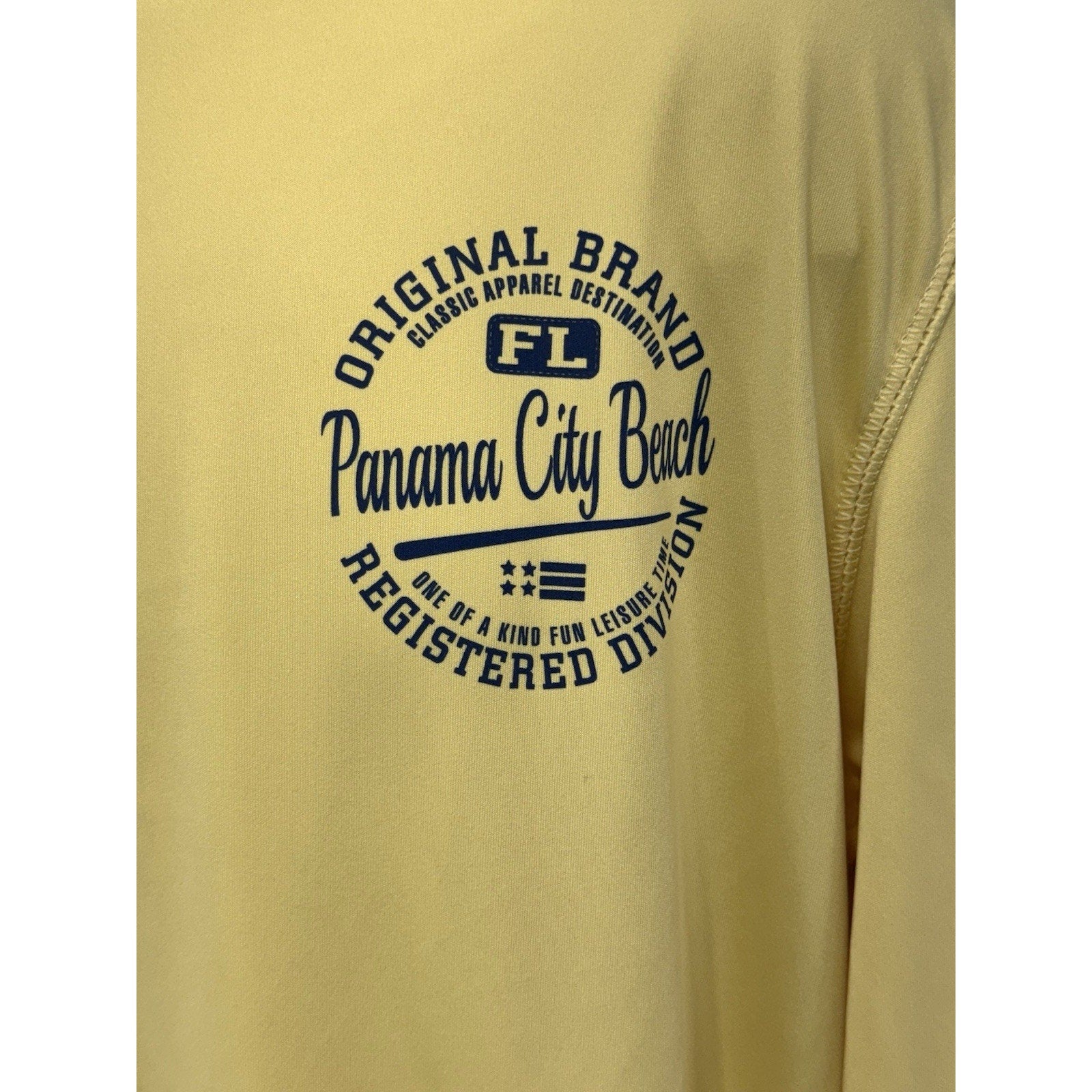 Panama City Beach Florida Yellow Blue Logo Long Sleeve T-Shirt Men’s Size Large