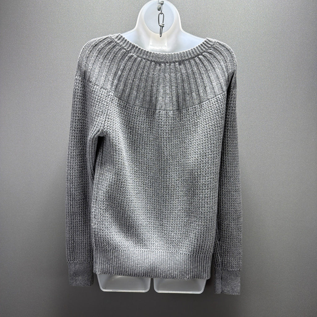 Banana Republic Yoke Waffle Knit Sweater Women's M Gray