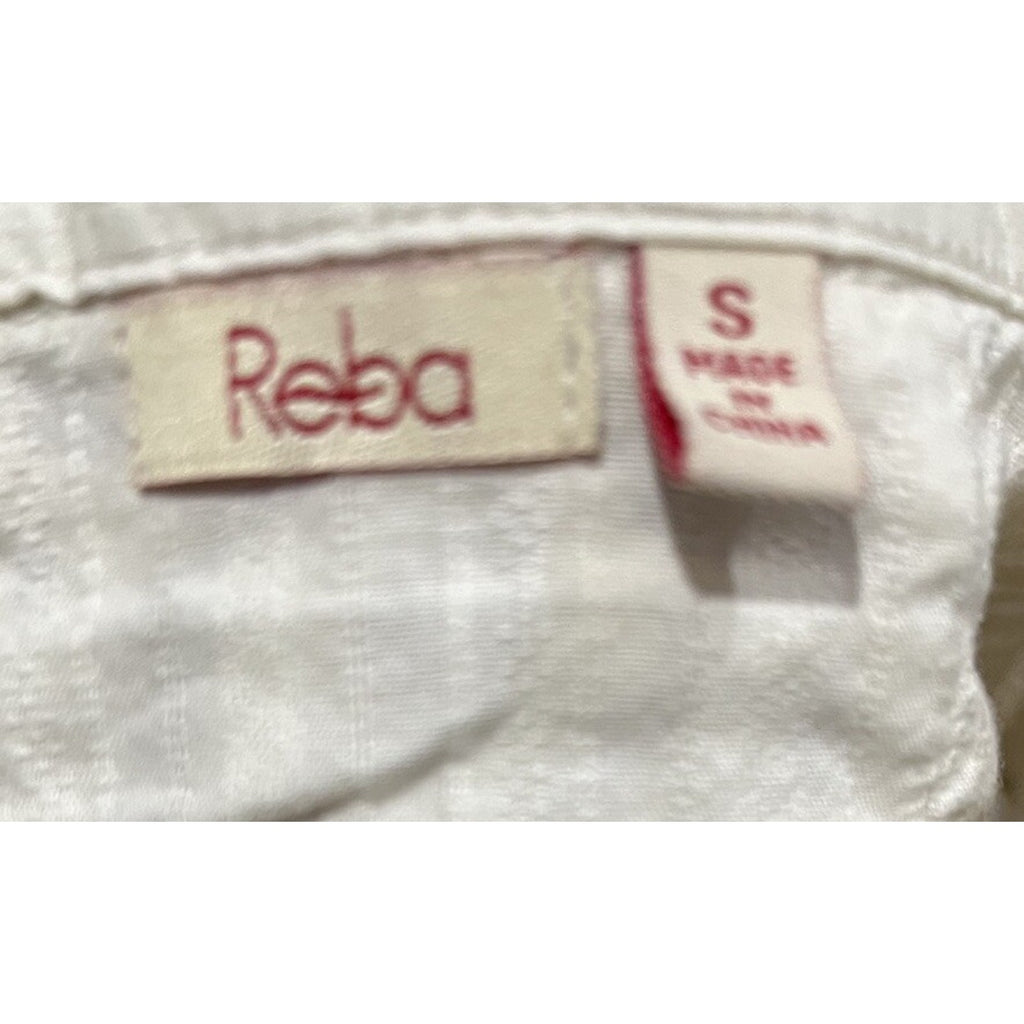 Reba Western Women’s S Beige Trucker Button Up Denim Embellished Collared
