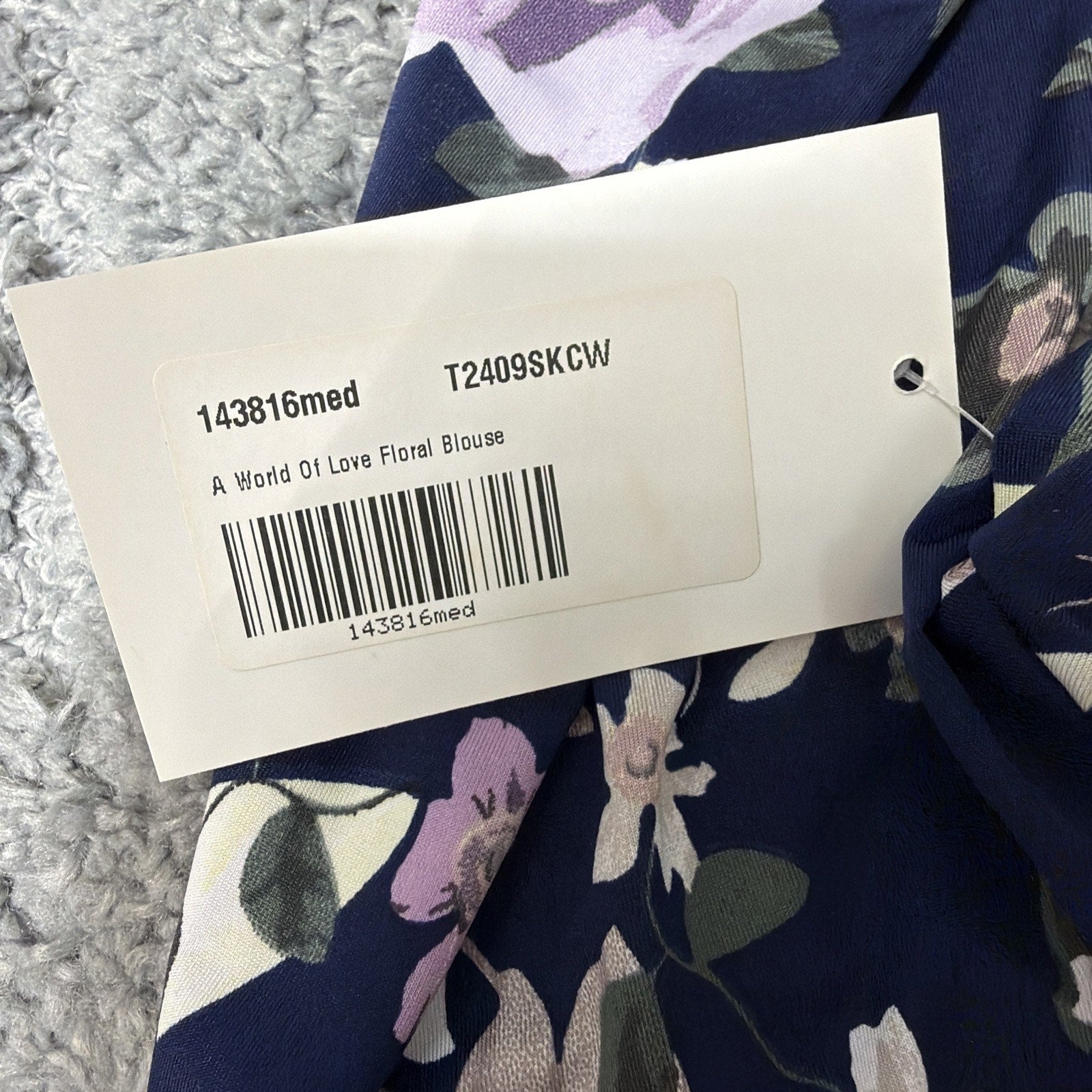Pink Lily Floral Print Blouse Top Long Sleeve Multicolor Women's Medium