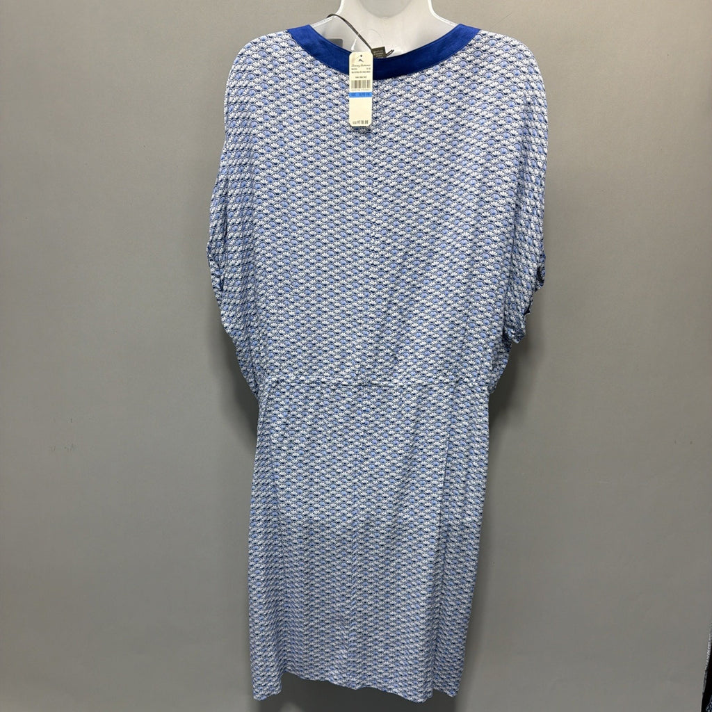 Tommy Bahama Fan Festival Split Neck Dress Size XL Blue Sea Shells NWT
