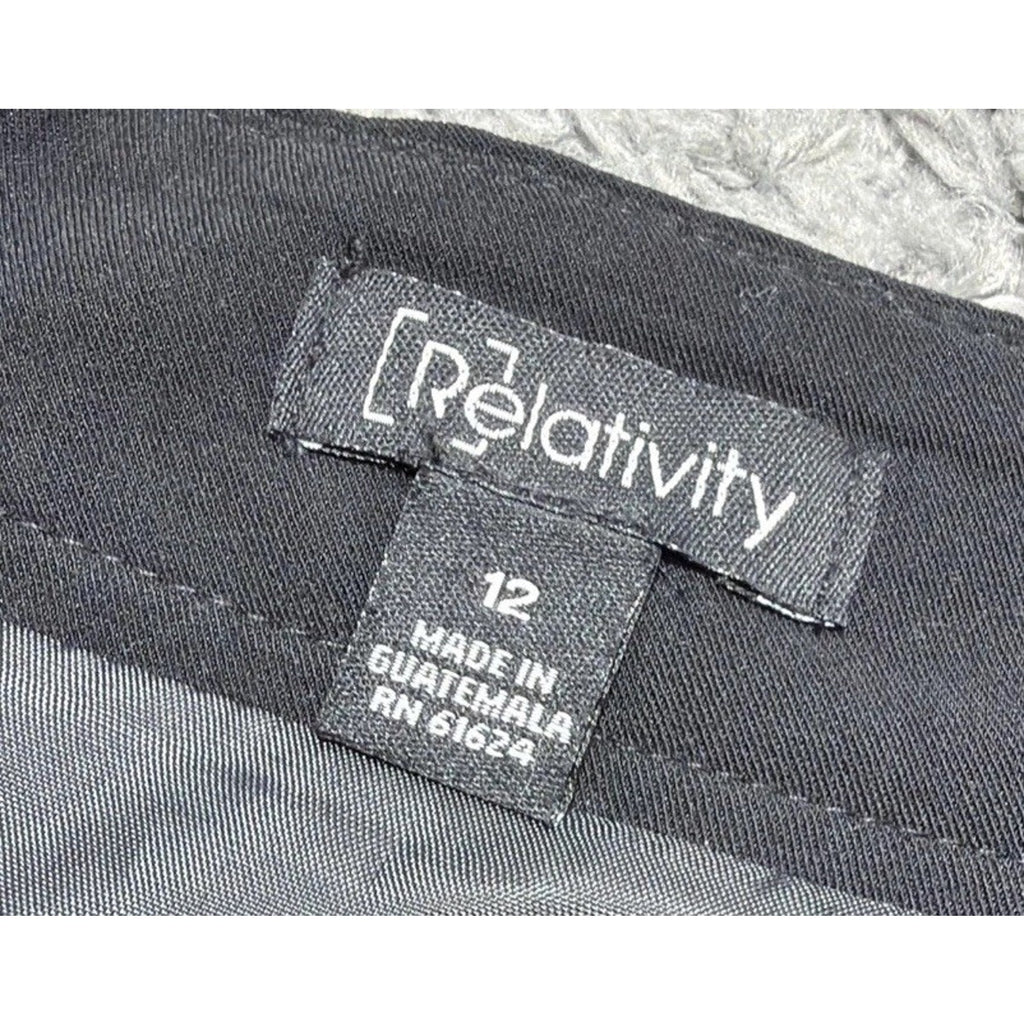 New Womens Black Relativity Flat Front Lined Skirt Size 12