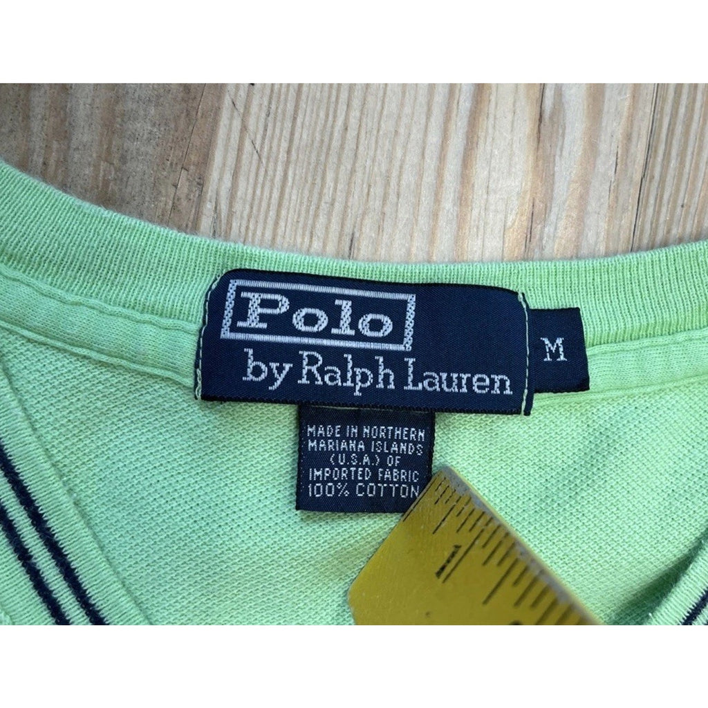 Vintage Men’s Polo Ralph Lauren Green V Neck Heavy T Shirt Size Medium