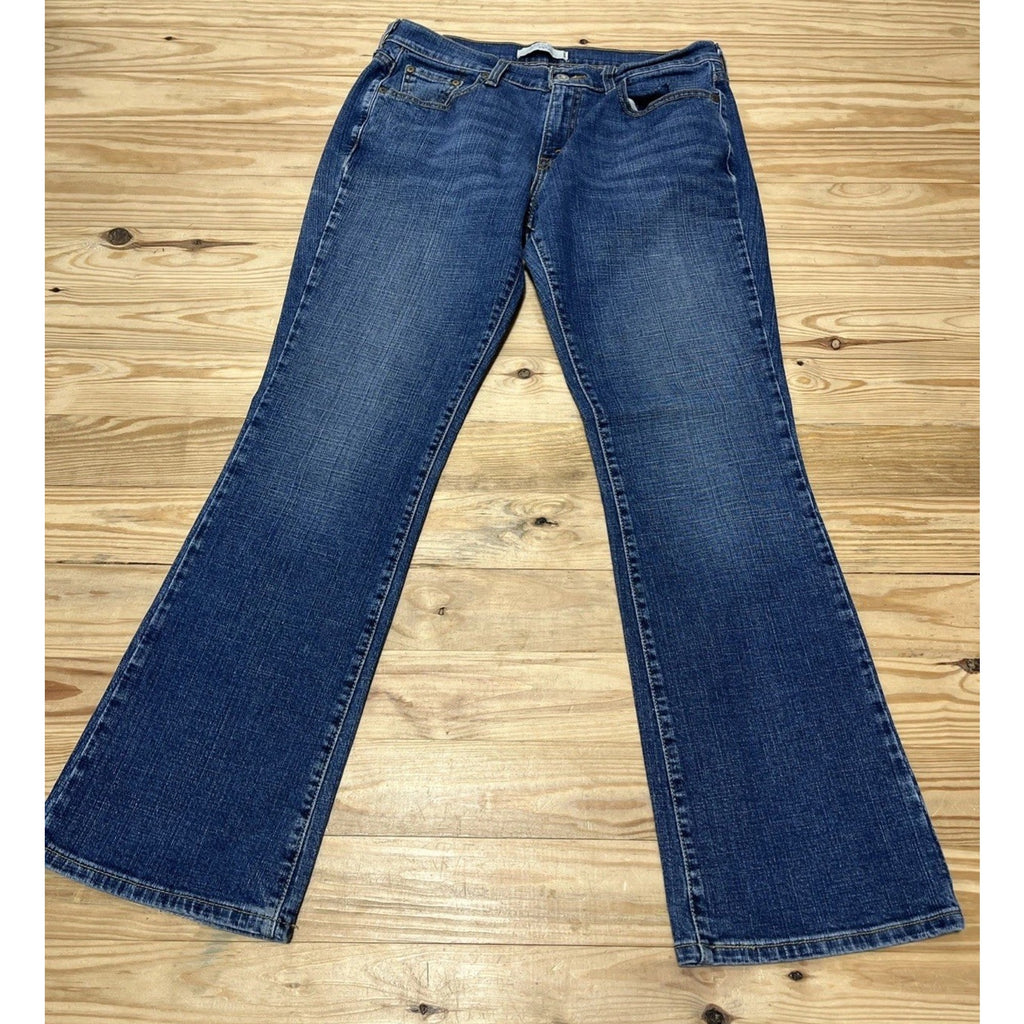 Levis 515 Boot Cut Jeans Womens 10 Blue Distressed Modern Y2K Cowgirl Whiskers