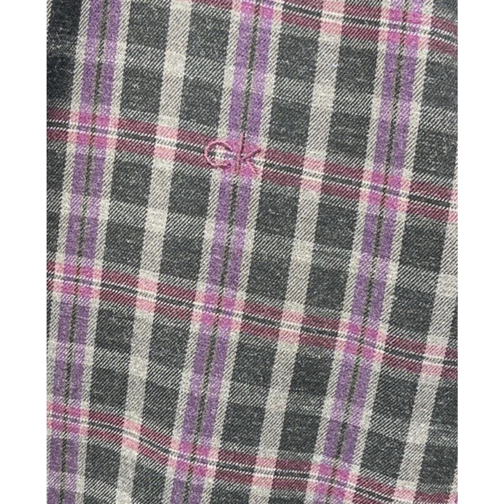 Calvin Klein Shirt Mens Small Black Purple Plaid Long Sleeve Button Up