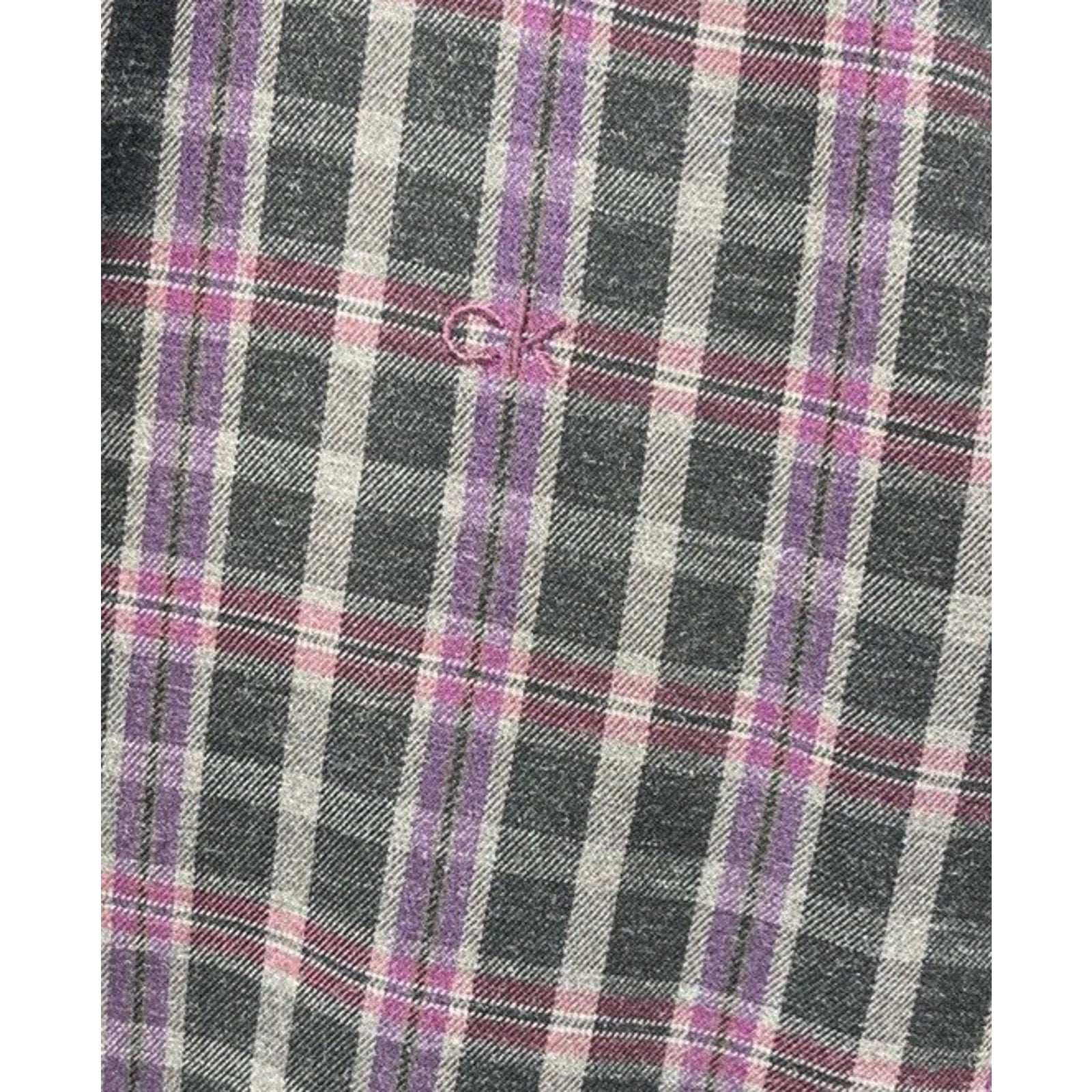 Calvin Klein Shirt Mens Small Black Purple Plaid Long Sleeve Button Up