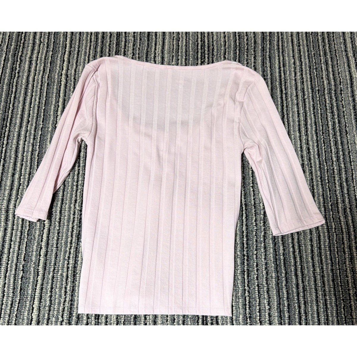 Free People Top Blush Scoop Neck Ribbed Button Front 3/4 Sleeve Small Stretch