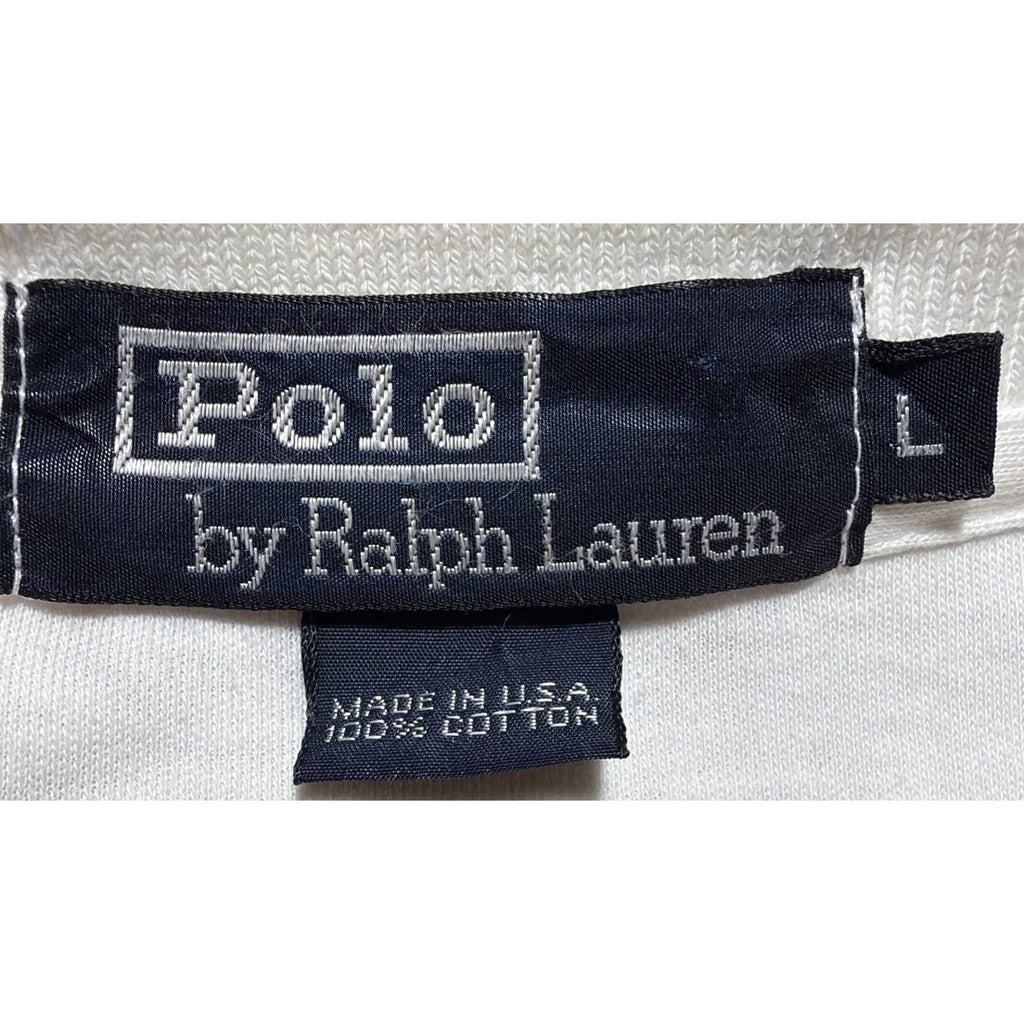 Vintage Polo Ralph Lauren Shirt Mens L White Cotton Short Sleeve Made in USA