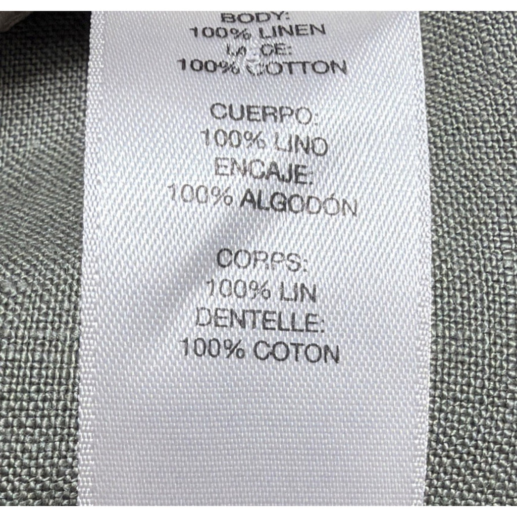 Chico's Linen Crochet Lace Back Vest 3 XL Olive Green Excellent Button Front