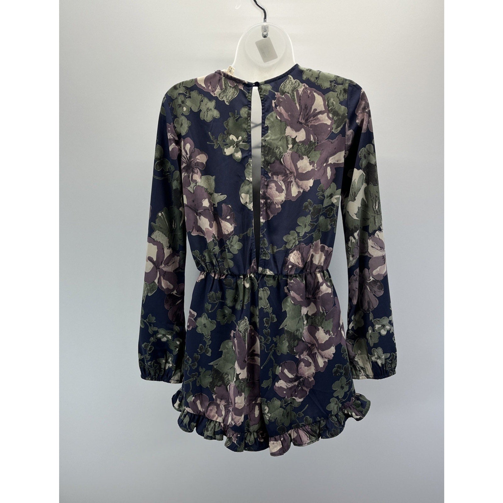 Illa Illa Women Bohemian Romper Long Sleeve Bell Sleeve Brown Floral Leaves SzS