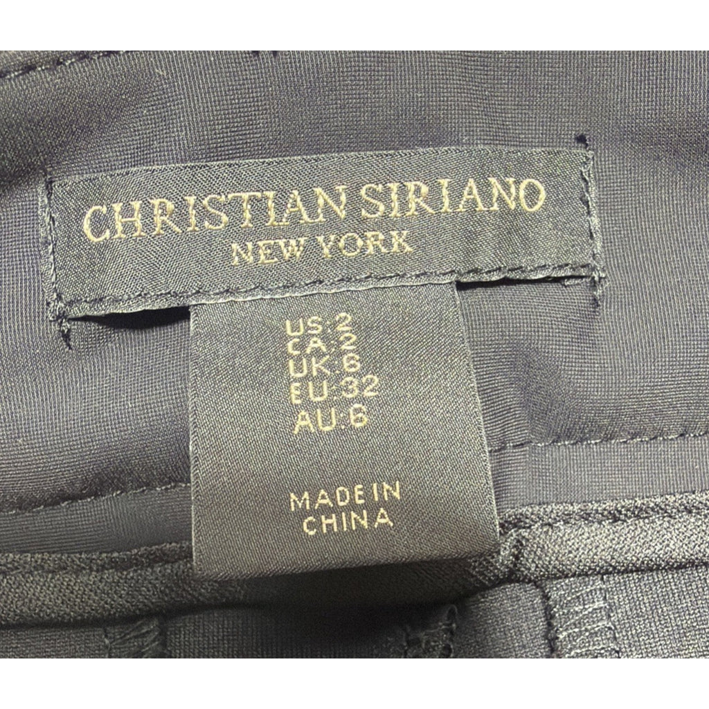 Christian Siriano New York Pants Womens 2 Black High Rise Straight Leg Stretch
