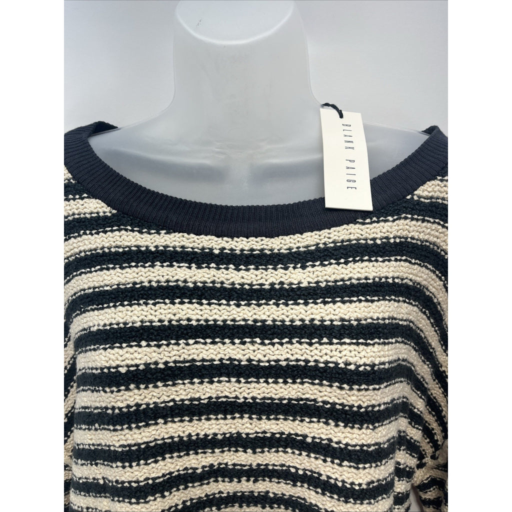 Blank Paige NWT Women's Striped Oversized Knit Bishop Sleeve Crop Sweater