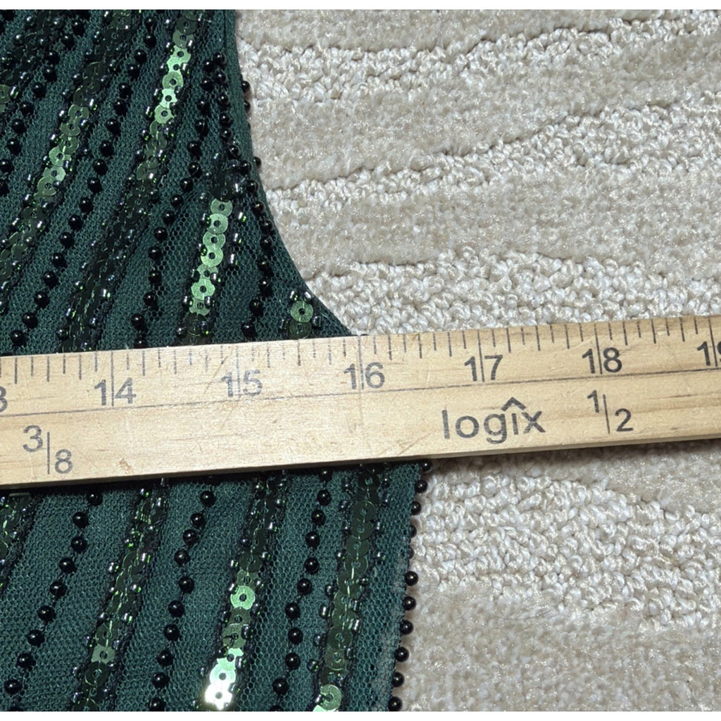 Myzbabe Women's 1920 Flapper Dress Sequins Fringed Sleeveless Gatsby Green Sz S