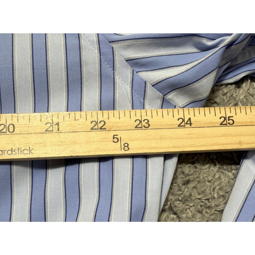 Y2K Express Design Studio Men’s L Blue Stripe Stretch Dress Shirt Modern Fit ‘06