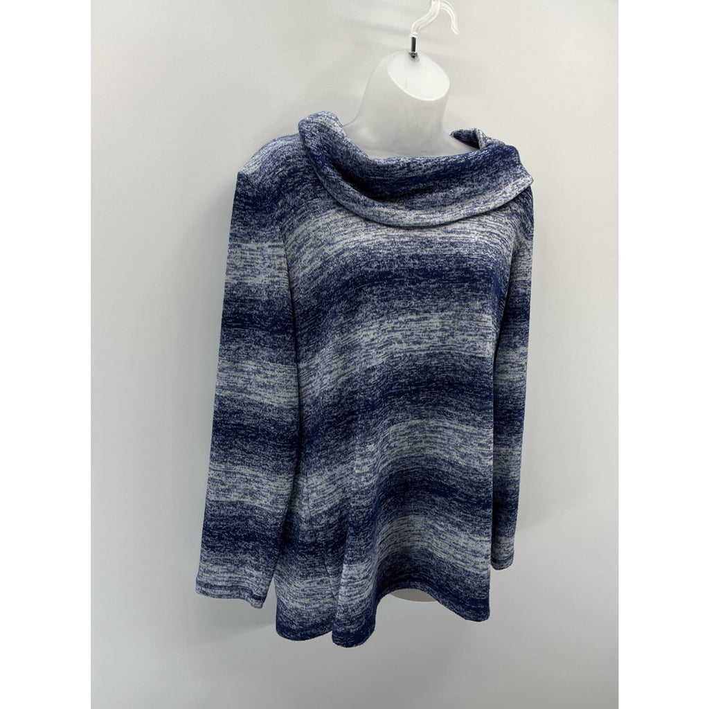T by Talbots Ombre Stripe Cowl Pullover size Large Blue