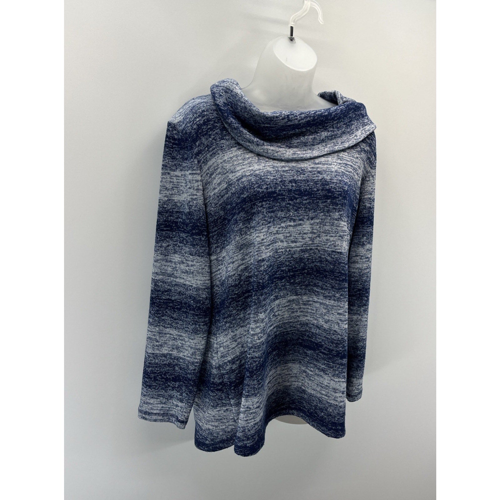 T by Talbots Ombre Stripe Cowl Pullover size Large Blue