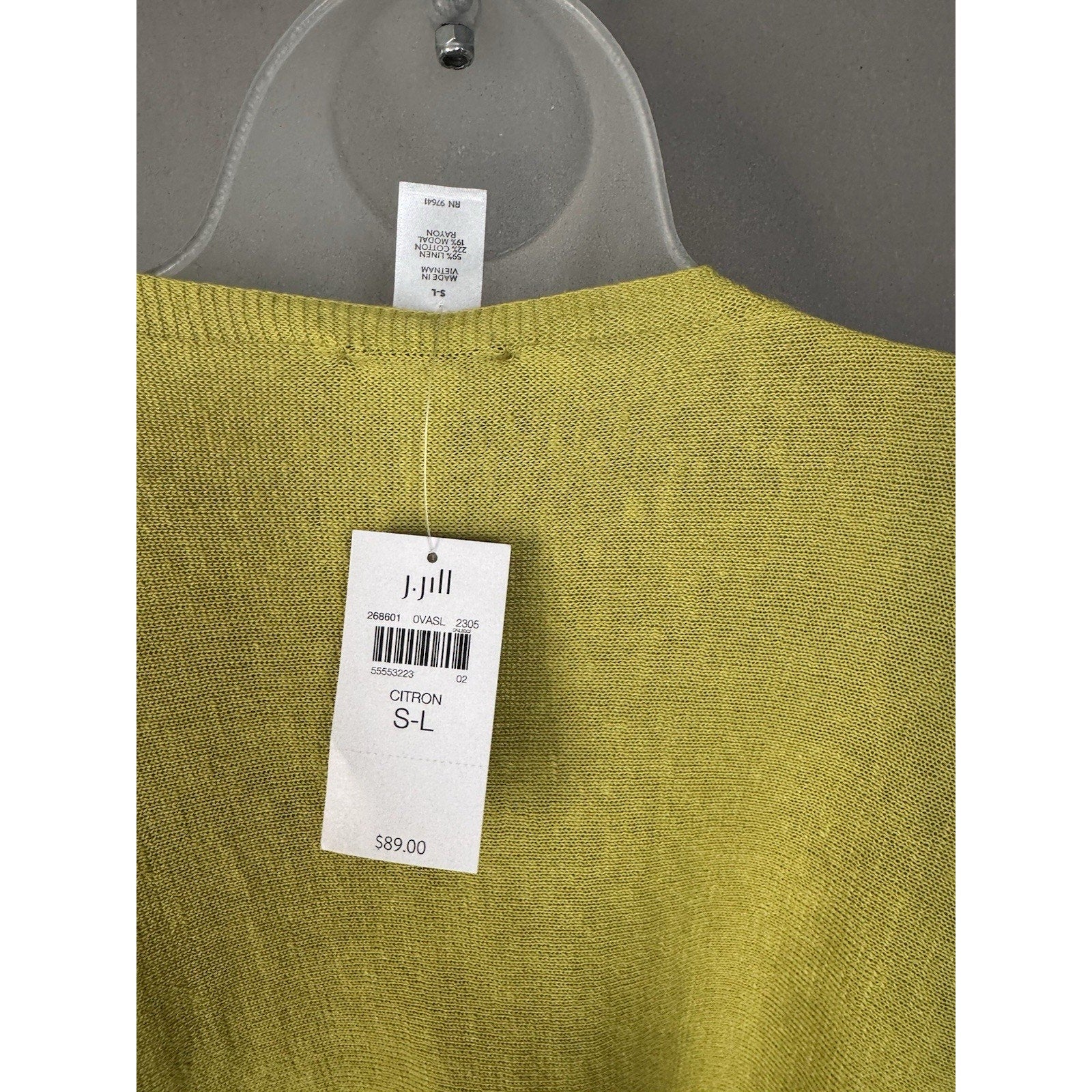 J.Jill Citron Linen Blend Poncho Tunic With Tassels Fringe Oversized Relaxed Fit