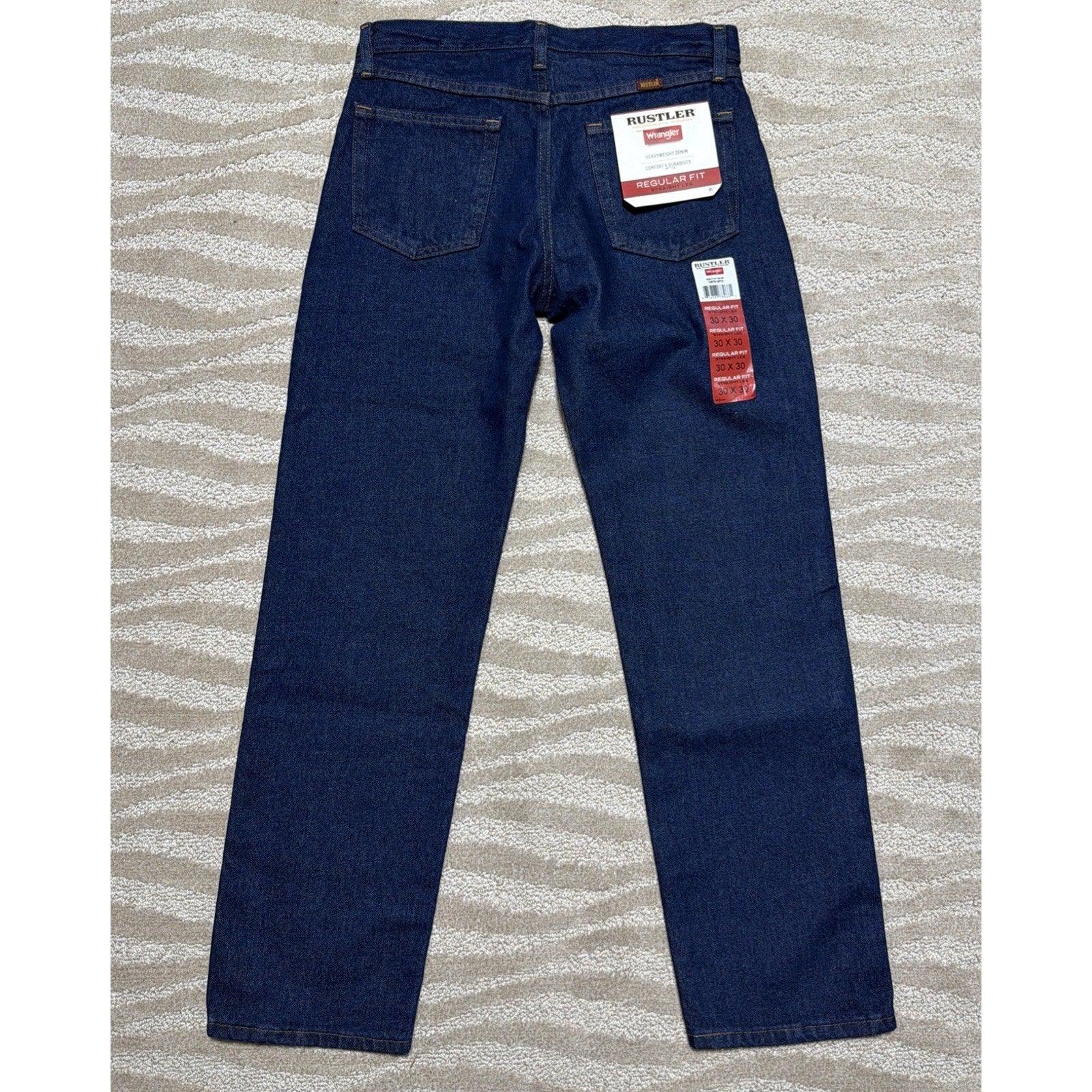 Wrangler Rustler Jeans 30x30 Regular Straight Leg Dark Blue Workwear Denim NWT