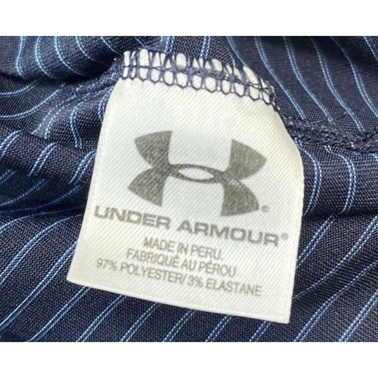 Under Armour Men's UA Matchplay Stripe Polo Shirt Blue Medium Activewear Logo
