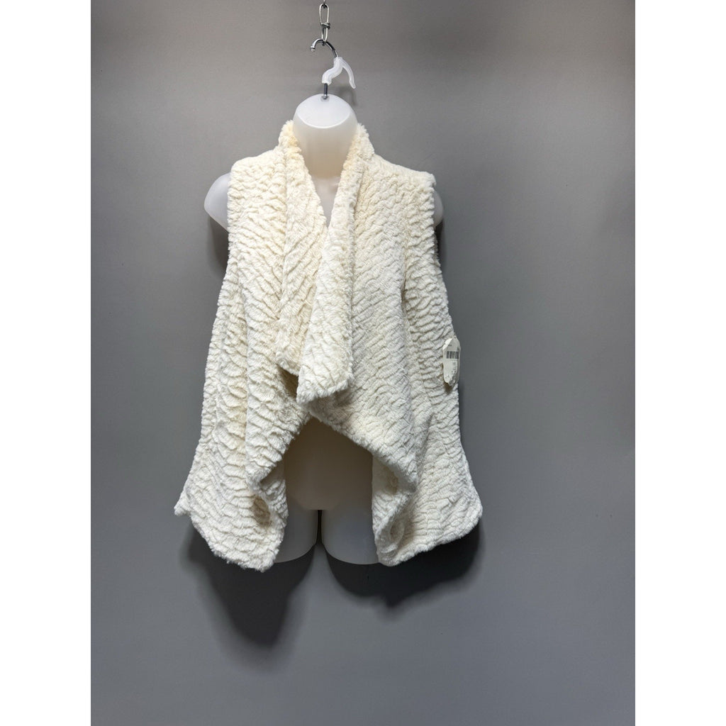 Altar’d State Faux Fur Vest Womens Small Ivory Cream Open Front Cozy Soft Boho