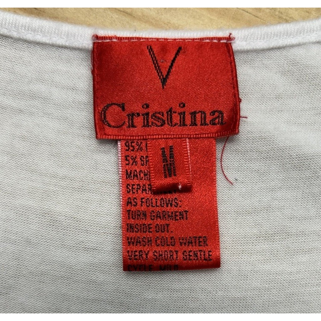 V Cristina Dress Woman's Medium White Stretch.