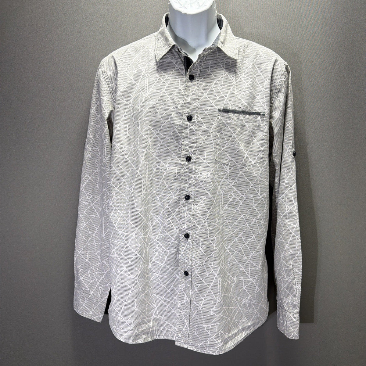 Modern Culture Men's Large Geometric Print Long Sleeve Button Down Shirt