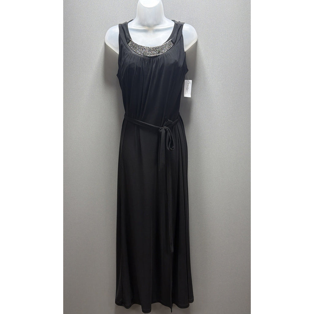 Roz & Ali Womens Size 8 Black Maxi Dress New Nwt Front Slit Nightlife Formal