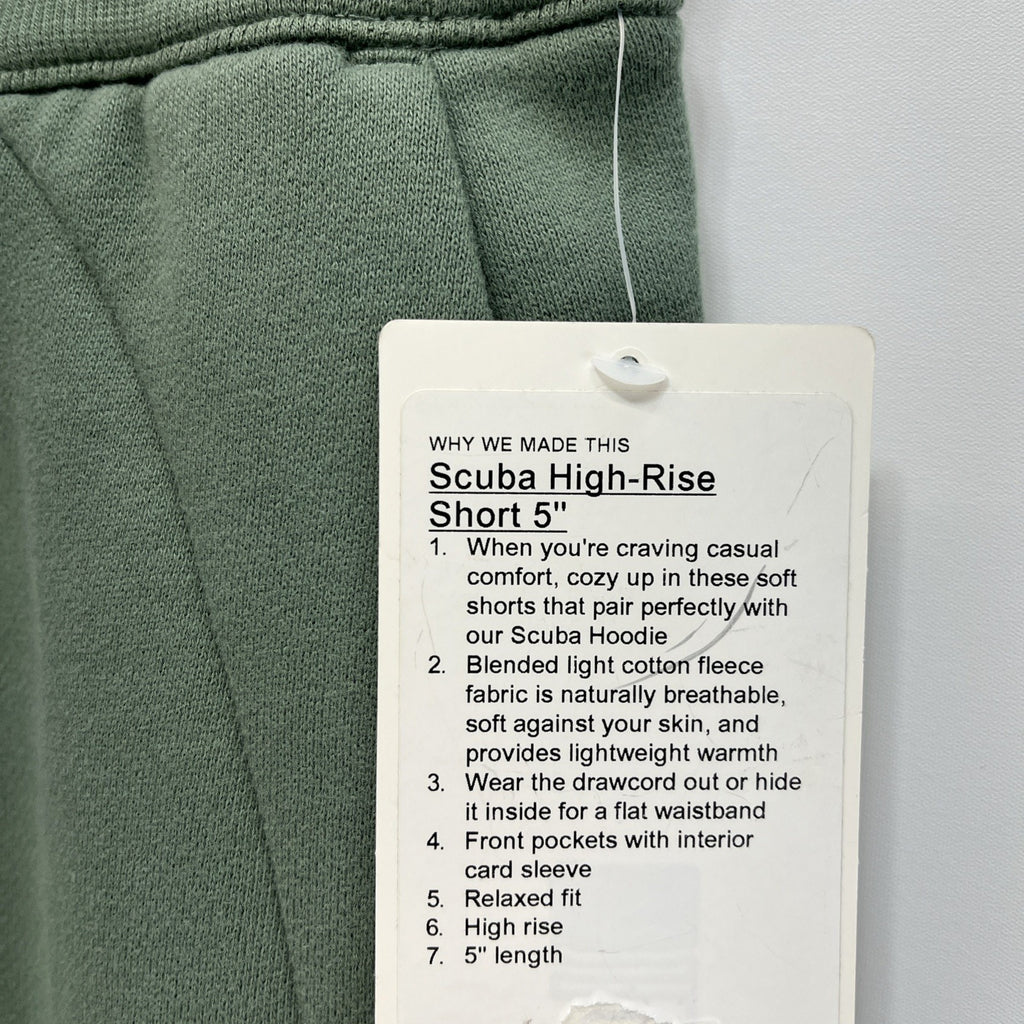 LULULEMON SCUBA HIGH-RISE SHORTS 5” in MEDIUM FORREST (MEFO) SZ 8 NWT