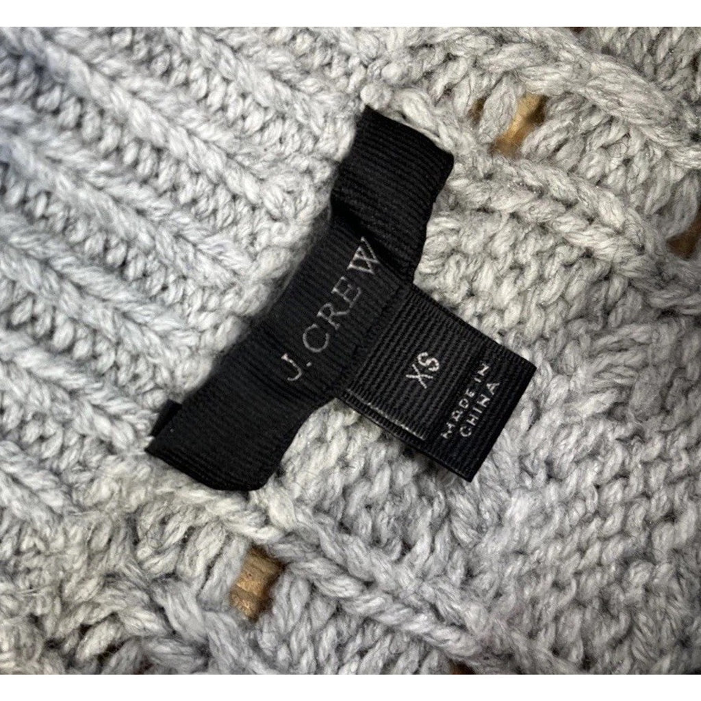 J Crew Sweater Womens XS Gray Cable Knit Merino Wool Blend Preppy