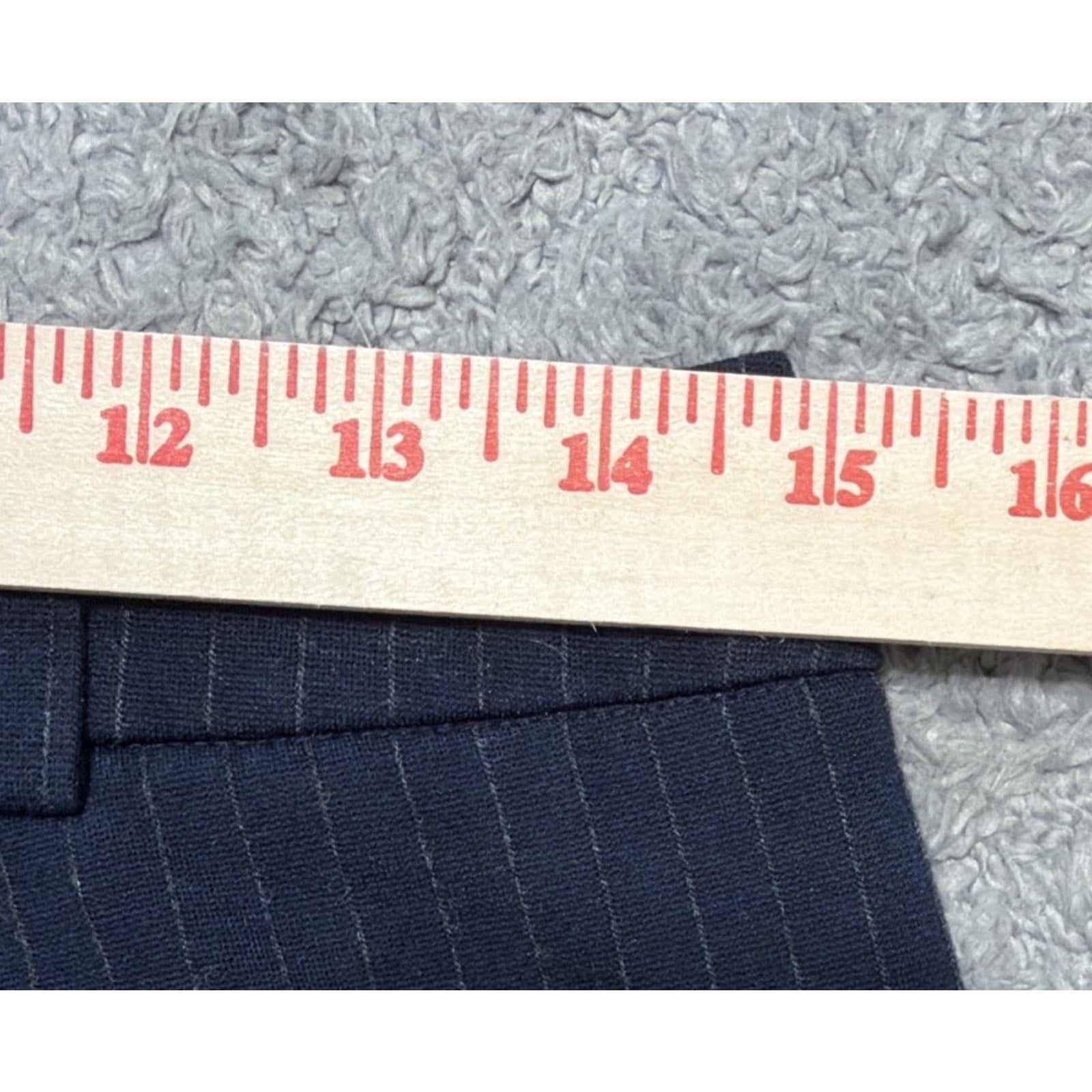 Kenneth Cole High Rise Zip Front Pin Stripe Wide Leg Women's 8 Pants Navy Blue
