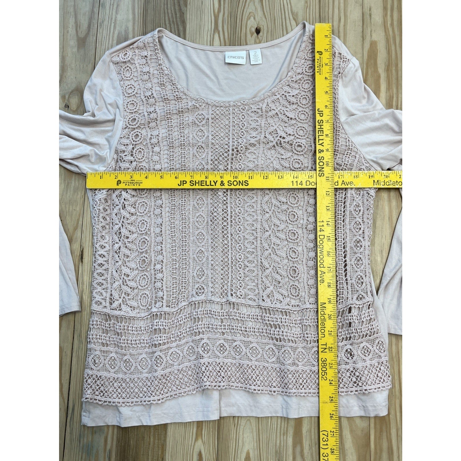 Chico's Women Knit Top Shirt Blouse Size 2 Lola Lace Two-In-One Lace