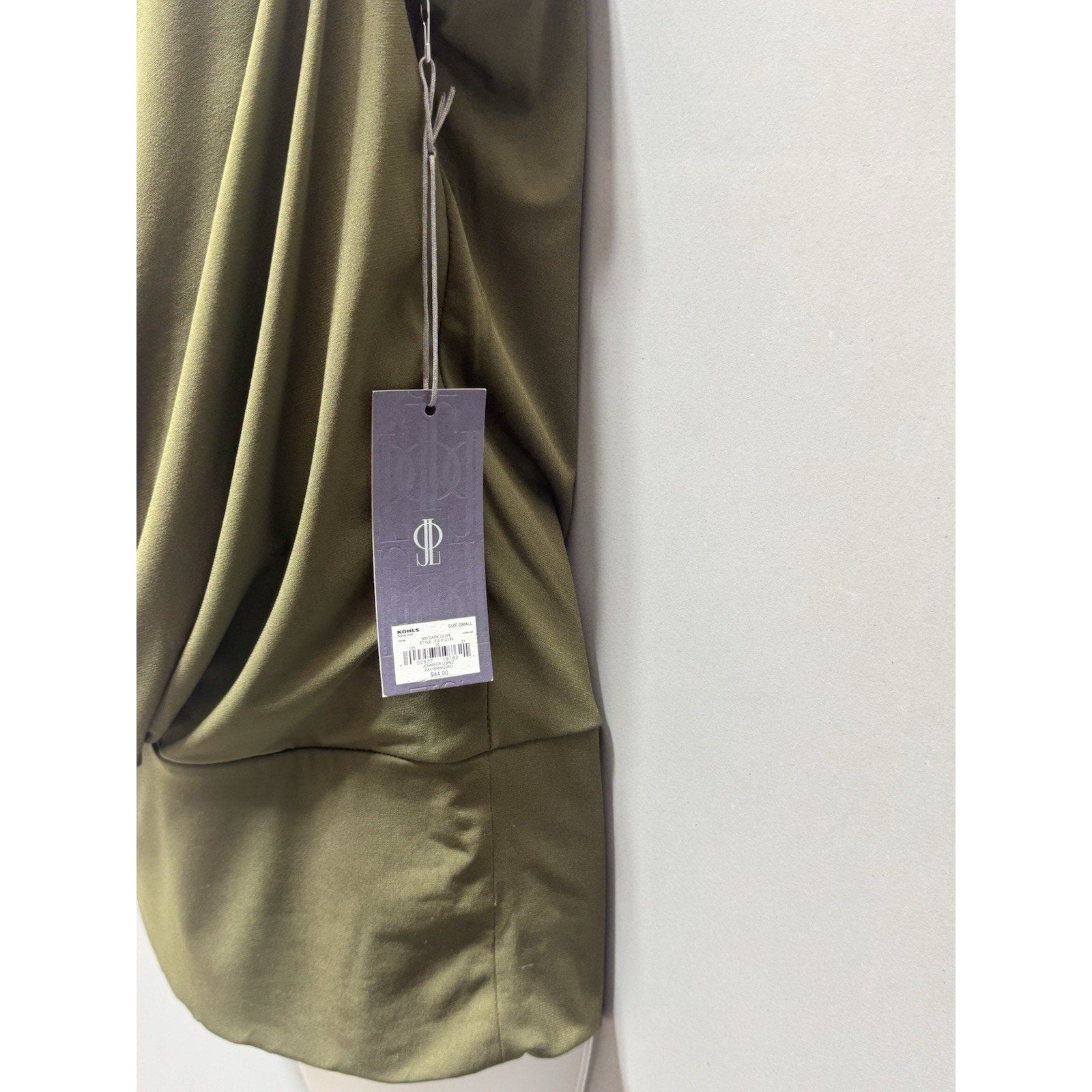 Jennifer Lopez Top Womens Small Olive Green Cowl Neck Embellished Sleeveless New