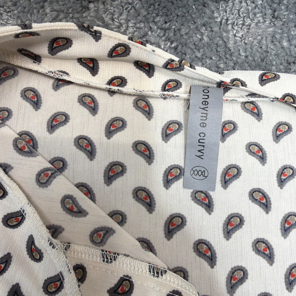 Women’s HONEYME CURVY Blouse Size XXL lightweight Paisley Tunic Top Boho Hippie